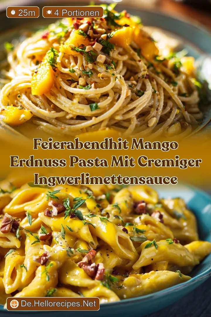 FeierabendHit Mango Erdnuss Pasta mit cremiger IngwerLimettenSauce