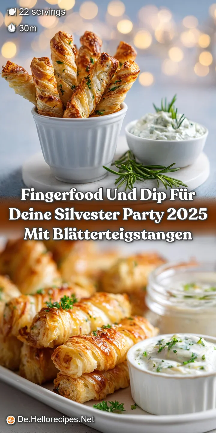 Close-up of golden, flaky puff pastry strips, showcasing a wonderfully textured surface and accompanied by a creamy, color...