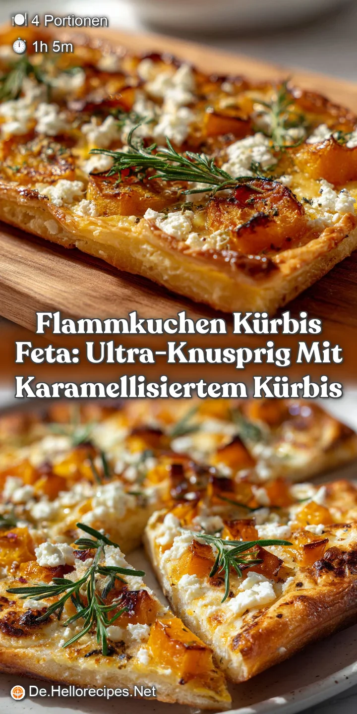 Flammkuchen K&uuml;rbis Feta: Ultra-knusprig mit karamellisiertem K&uuml;rbis