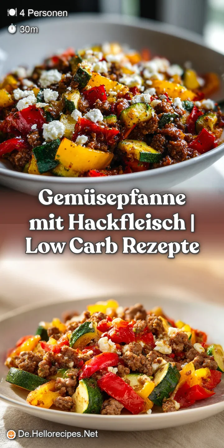 Detailaufnahme von saftigem Hackfleisch und knackigen, farbenfrohen Gem&uuml;sest&uuml;cken in einer s&auml;migen, braunen Sauce.