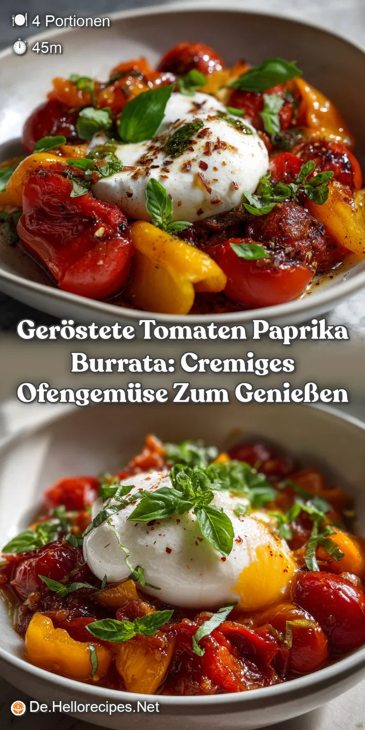 Ger&ouml;stete Tomaten Paprika Burrata: Cremiges Ofengem&uuml;se zum Genie&szlig;en