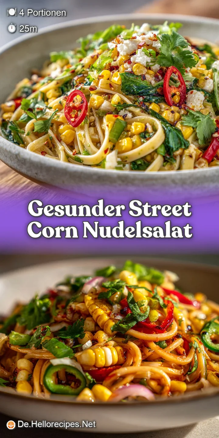 Close-up of vibrant yellow corn and creamy noodles, dotted with red pepper flakes. A tempting, flavorful, and fresh summer...