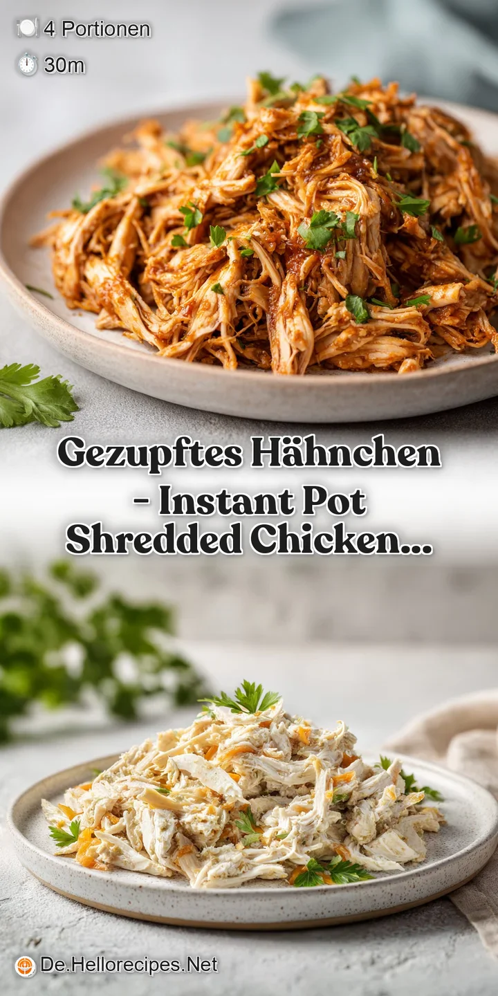 Close-up of juicy, tender shredded chicken with a glistening, savory glaze, ready to be savored.
