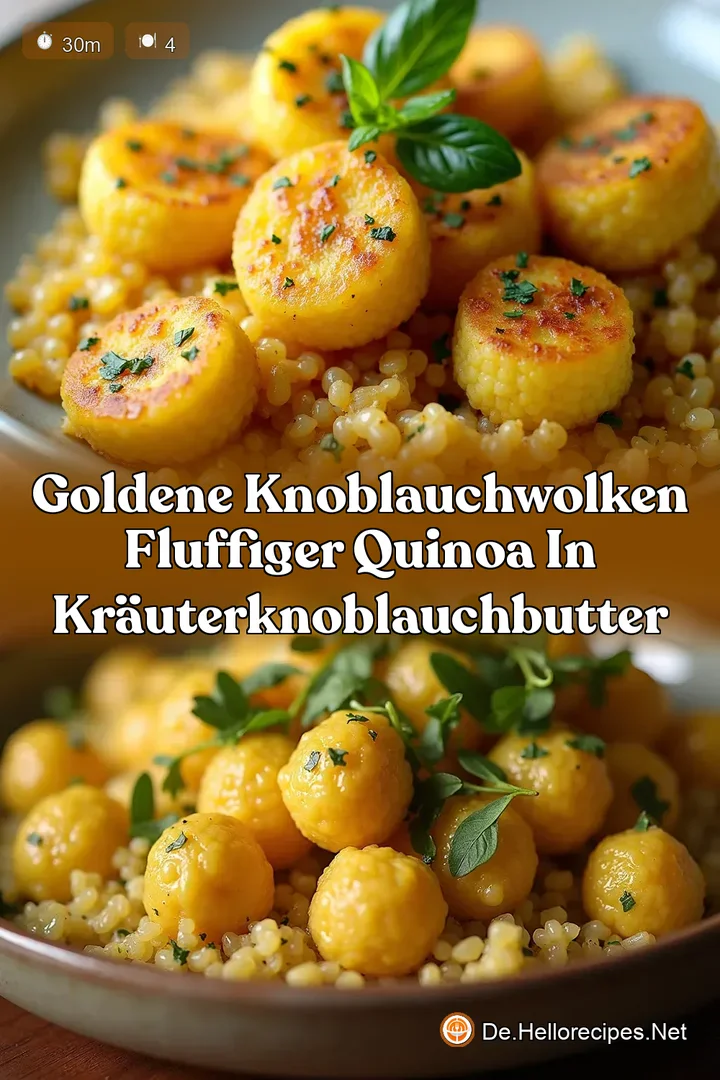 Goldene Knoblauchwolken Fluffiger Quinoa in KräuterKnoblauchbutter