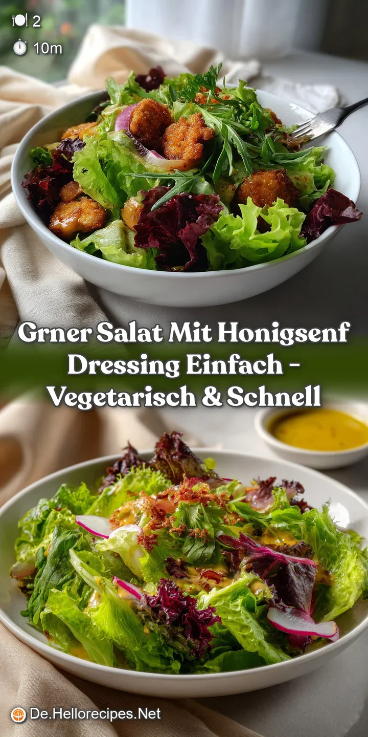 Grner Salat mit HonigSenf Dressing Einfach - Vegetarisch & Schnell
