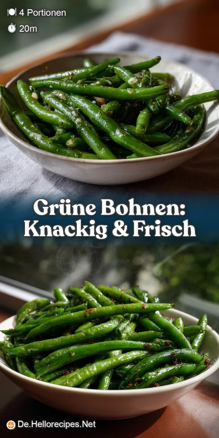 Close-up showcasing vibrant green beans, lightly glistening, revealing their fresh, crisp texture and simple, appealing pr...