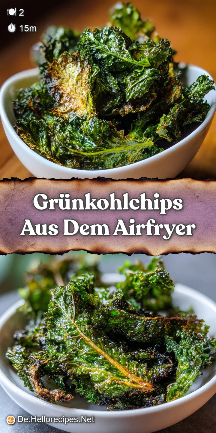 Close-up of a vibrant green kale chip, showcasing its wrinkled texture and the light dusting of seasoning. Delicious and h...