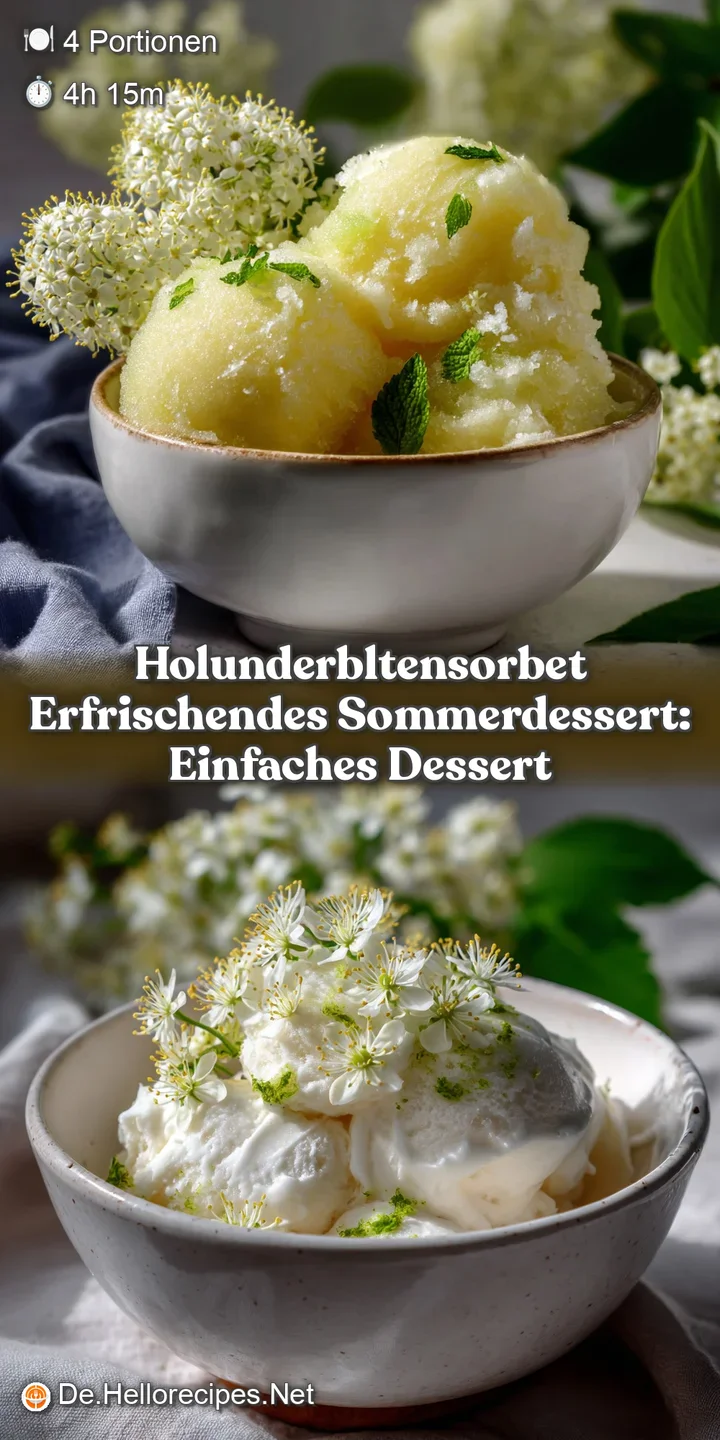 Holunderbltensorbet Erfrischendes Sommerdessert: Einfaches Dessert