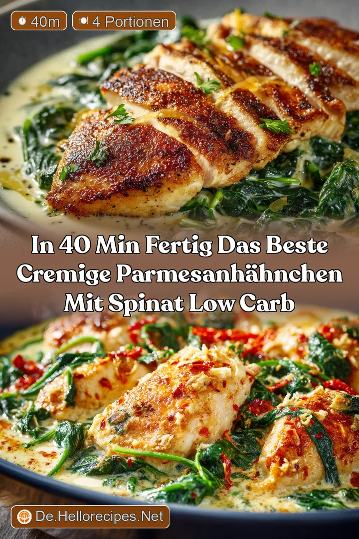 In 40 Min fertig Das beste Cremige ParmesanH&auml;hnchen mit Spinat Low Carb