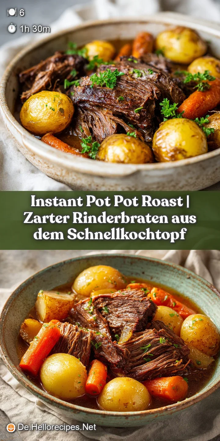 Close-up of fork-tender beef glistening with savory gravy, surrounded by soft carrots.