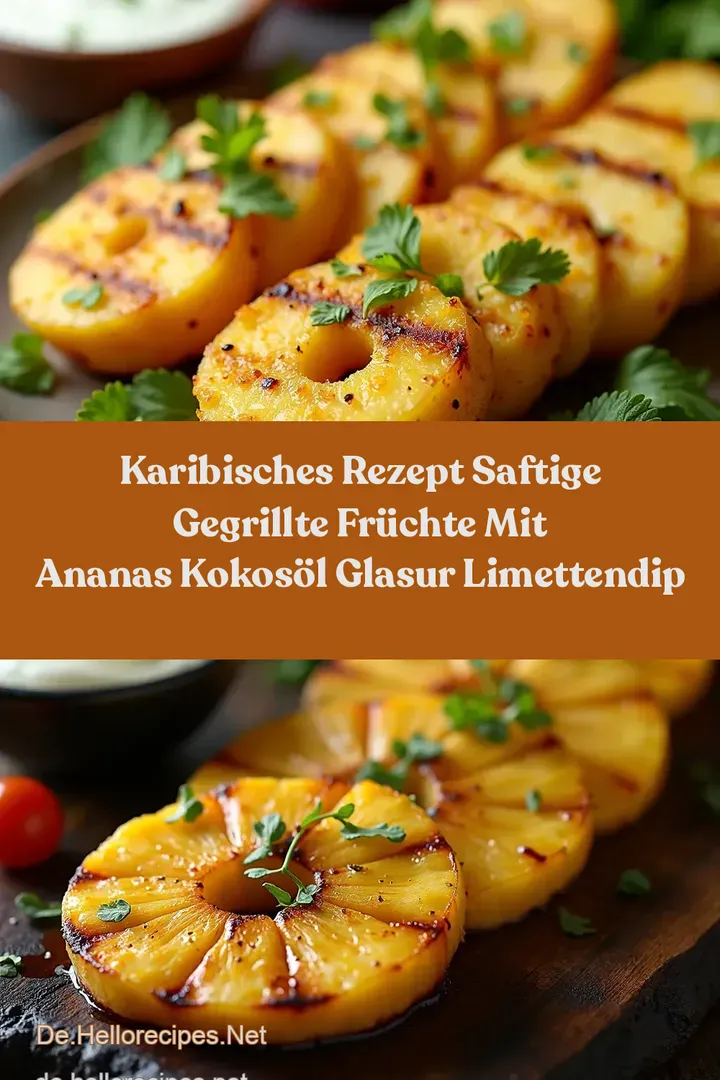 Karibisches Rezept Saftige Gegrillte Früchte mit Ananas Kokosöl Glasur LimettenDip