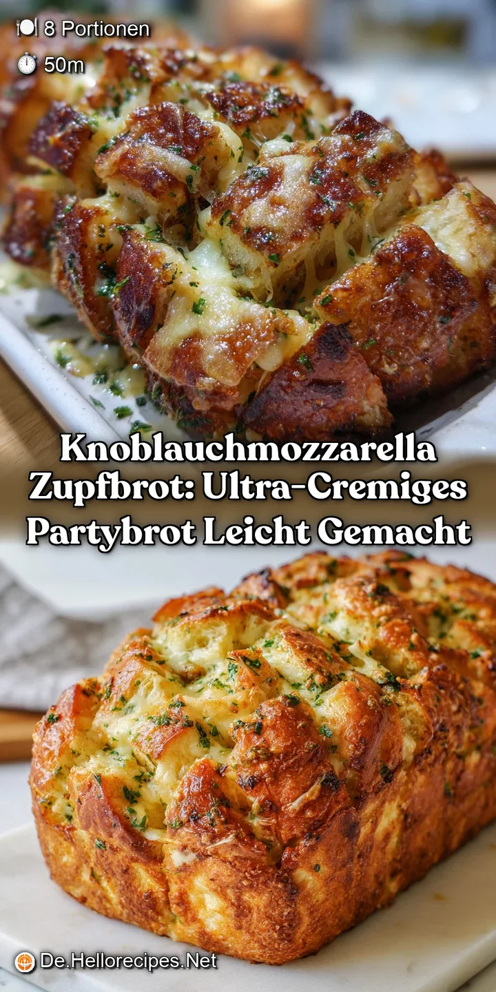 KnoblauchMozzarella Zupfbrot: Ultra-cremiges Partybrot leicht gemacht