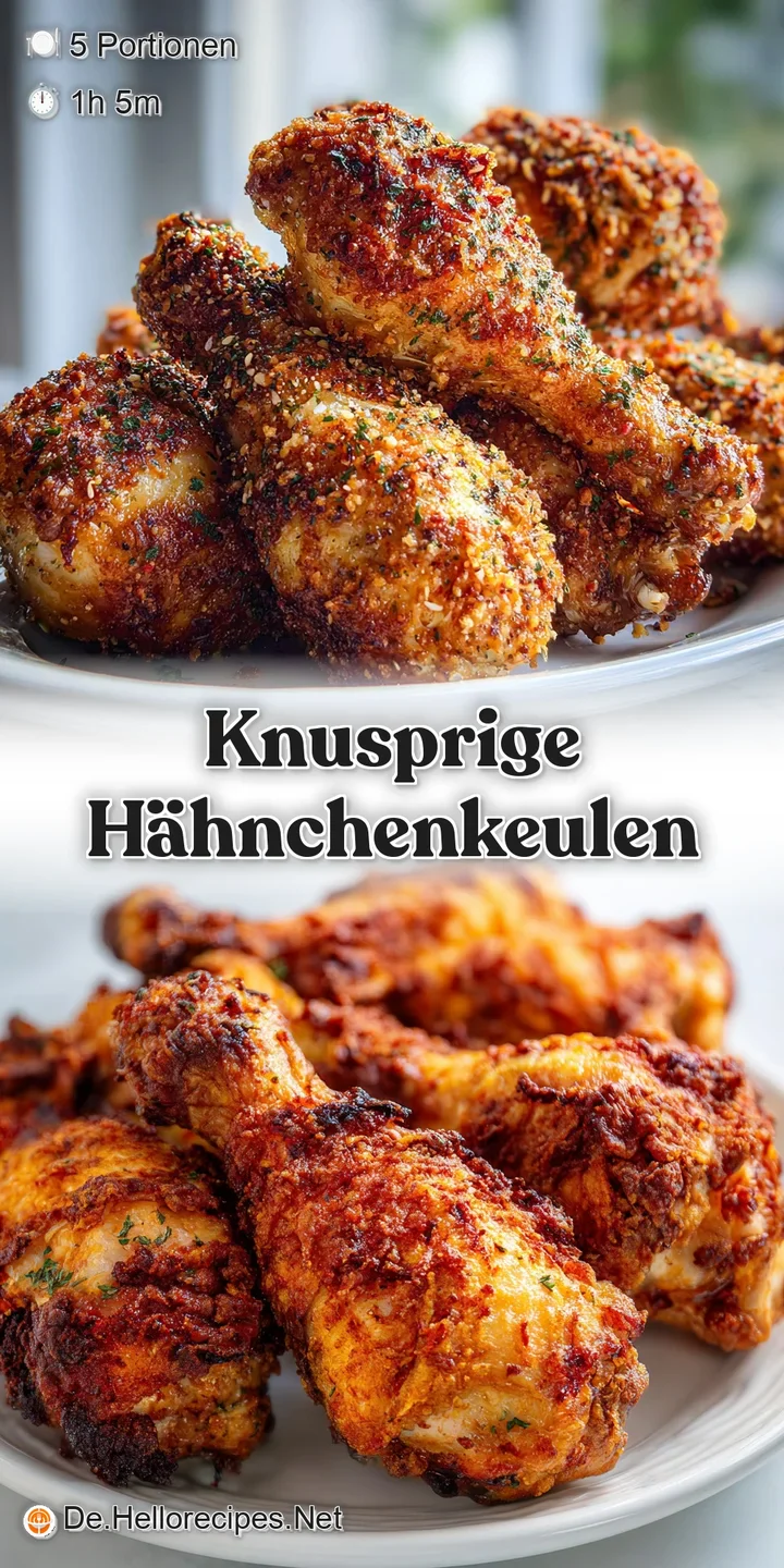 Close-up of a perfectly baked chicken leg with deeply browned, crispy skin. The surface is glistening with savory, rendere...