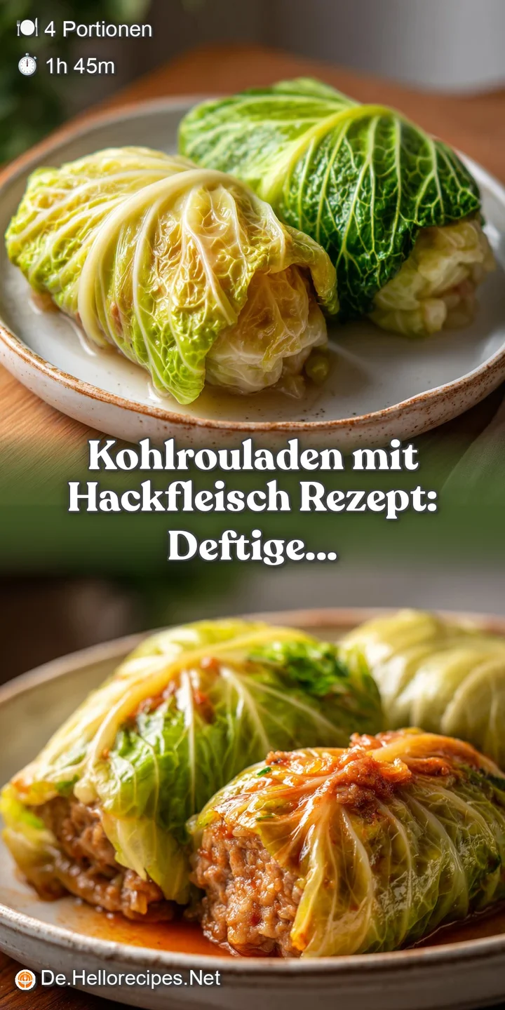 Close-up reveals the tender, juicy filling peeking through the cabbage leaf, bathed in a light-brown flavorful sauce. Appe...