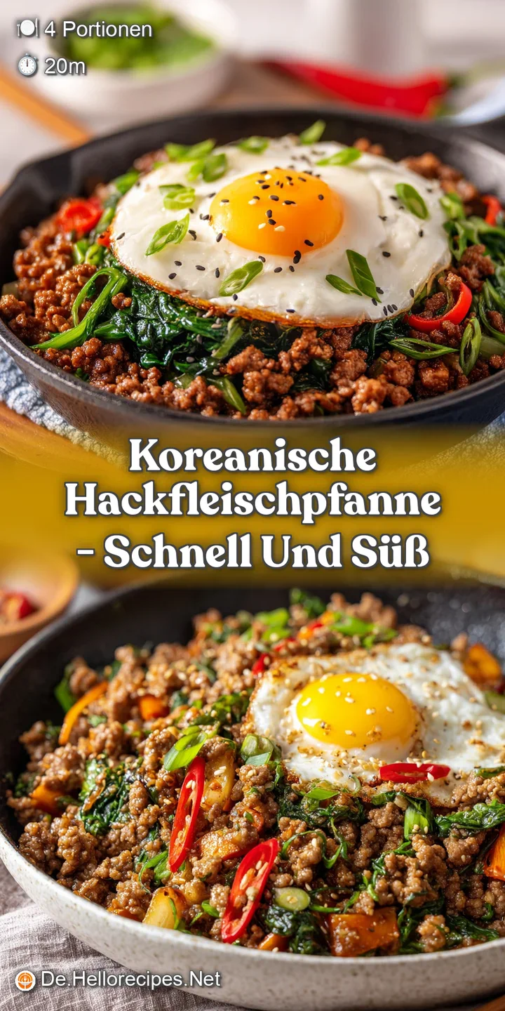 Close-up of a savory Korean ground beef, glistening with a rich dark sauce. Fresh green onions and sesame seeds adorn this...