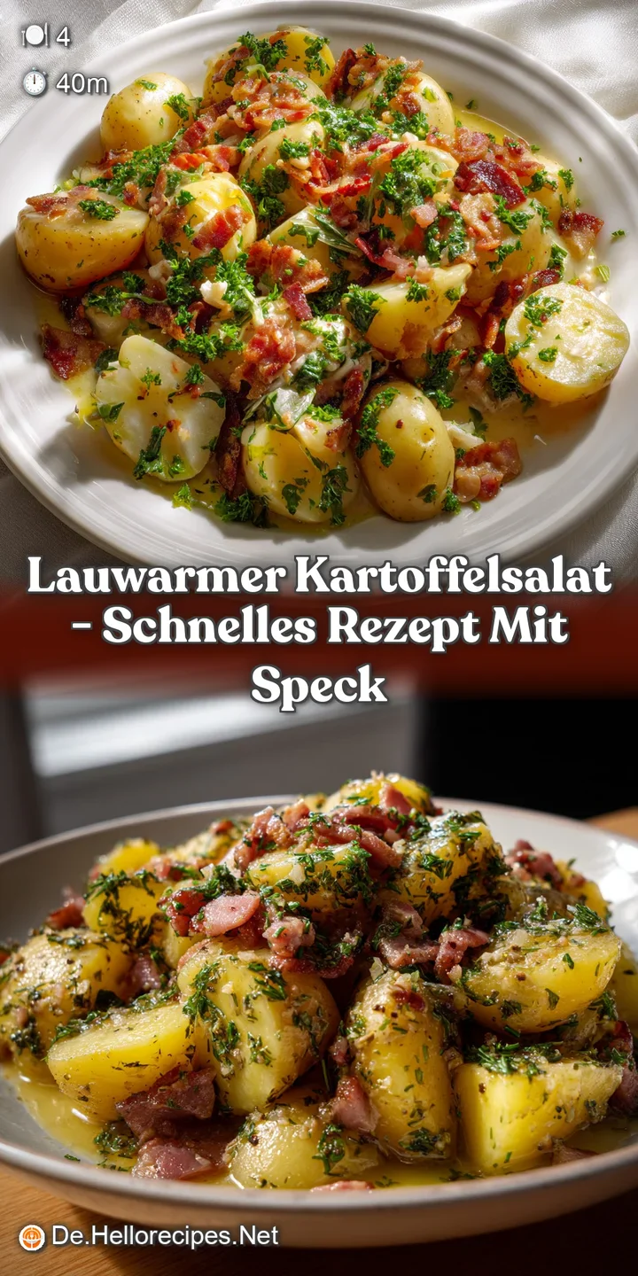 Creamy potato salad, glistening with a light dressing, flecked with fresh herbs, and offering a comforting, warm appeal.