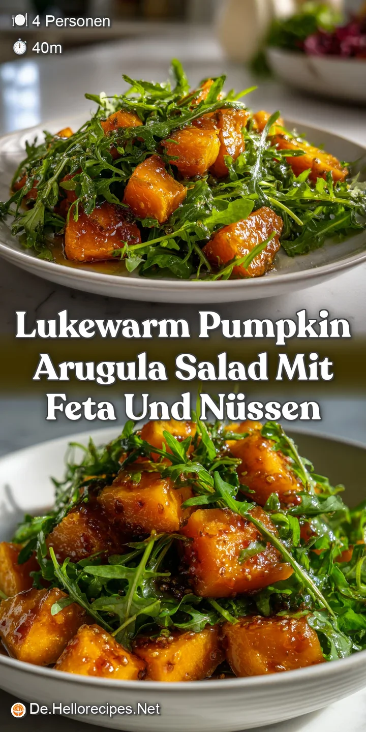 Lukewarm Pumpkin Arugula Salad mit Feta und N&uuml;ssen