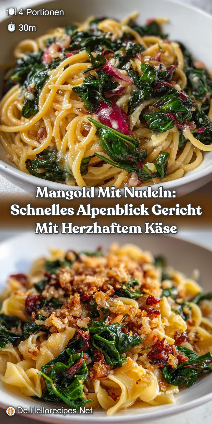Mangold mit Nudeln: Schnelles Alpenblick Gericht mit herzhaftem K&auml;se