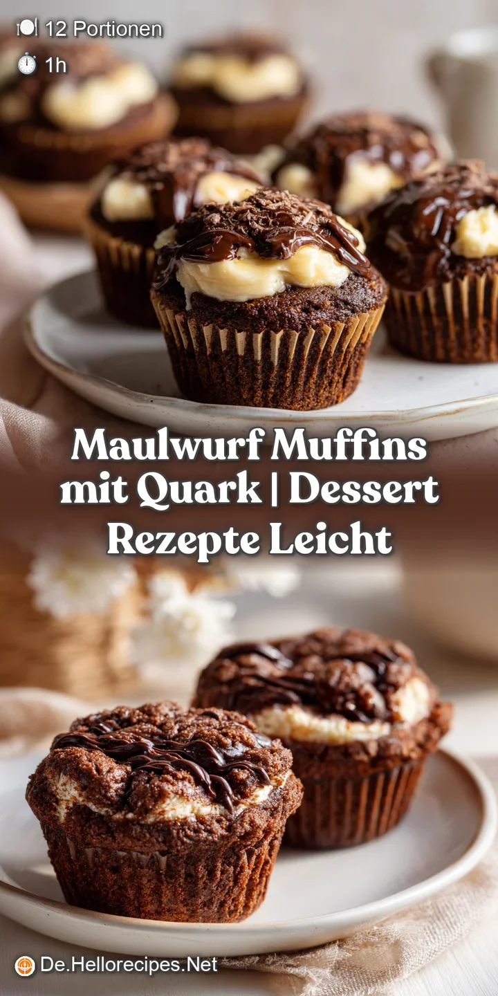 Close-up of a 'molehill' muffin, showcasing its dark cocoa dusting, soft texture, and creamy quark filling with banana.