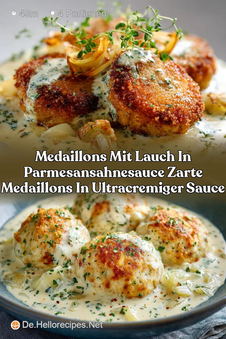 Medaillons mit Lauch in ParmesanSahnesauce Zarte Medaillons in ultracremiger Sauce