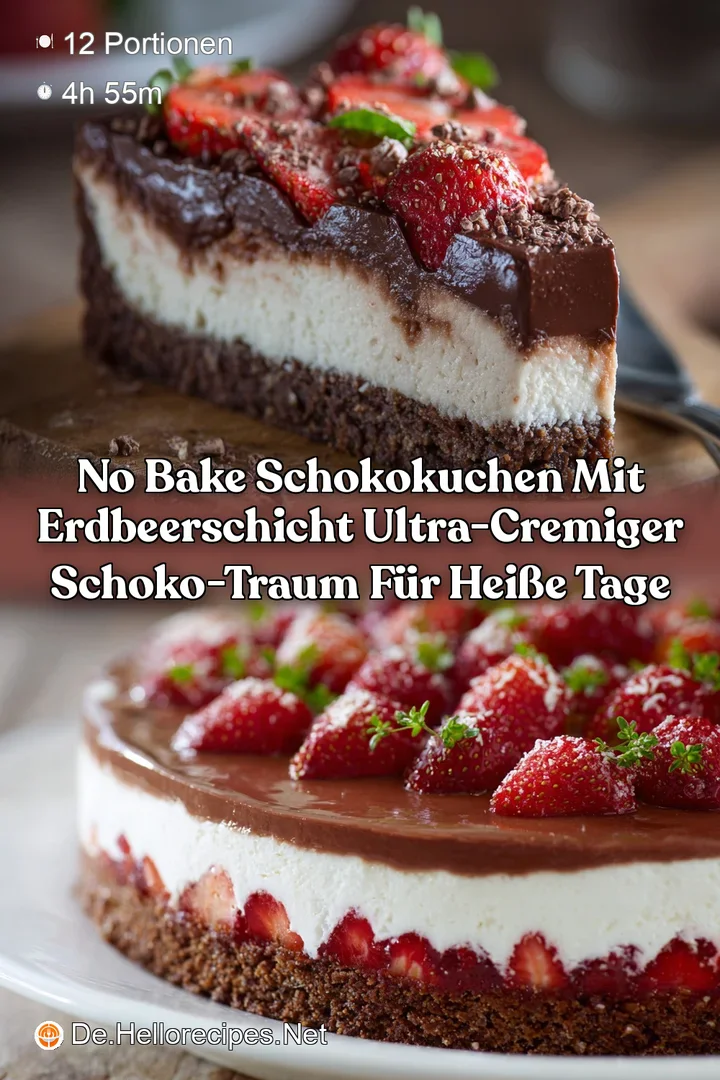 No Bake Schokokuchen mit Erdbeerschicht Ultra-cremiger Schoko-Traum f&uuml;r hei&szlig;e Tage