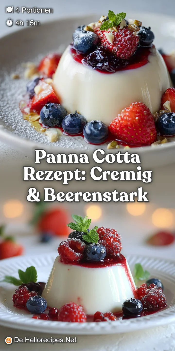 Silky, snow-white panna cotta with plump, juicy red raspberries and blueberries. A creamy and fresh dessert, ready to eat.