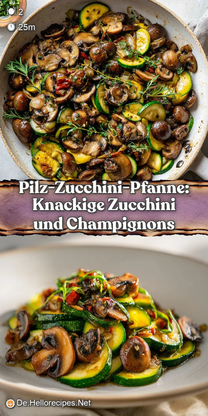 Close-up showing glistening saut&eacute;ed mushrooms and zucchini, coated in a creamy, rich sauce. Flecks of herbs add vibrant co...
