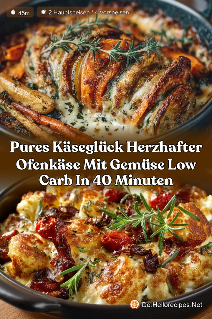 Pures K&auml;segl&uuml;ck Herzhafter Ofenk&auml;se mit Gem&uuml;se Low Carb in 40 Minuten