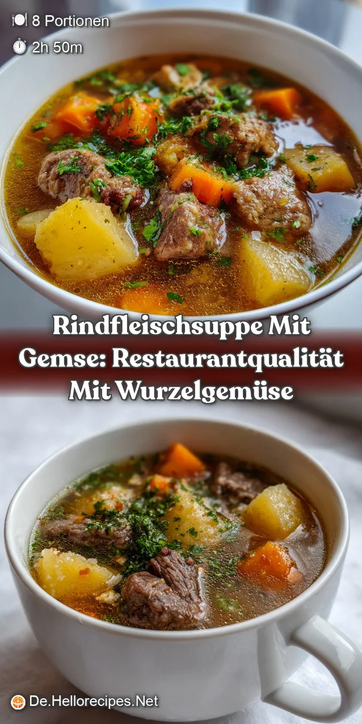 Rindfleischsuppe mit Gemse: Restaurantqualit&auml;t mit Wurzelgem&uuml;se