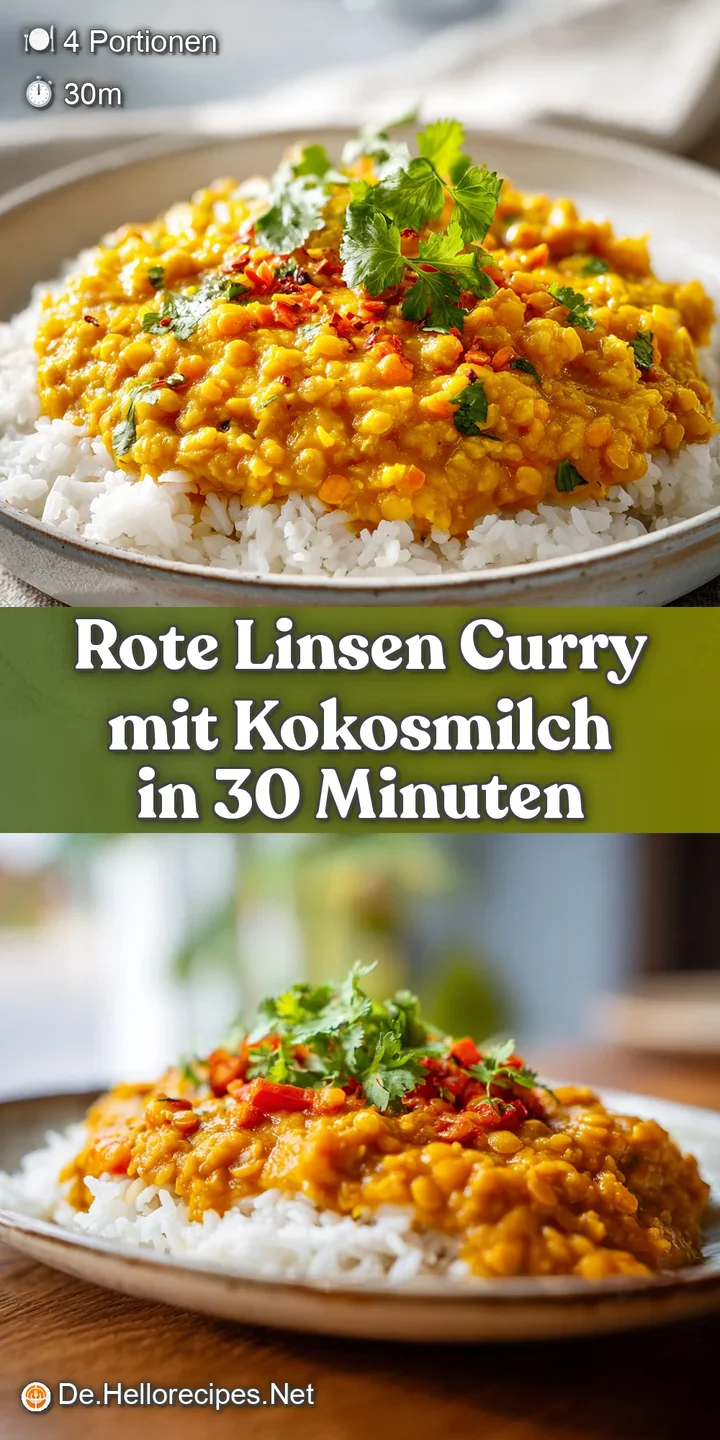 Close-up of the red lentil stew, highlighting the creamy texture & vibrant color. Flecks of green cilantro add a fresh, ar...