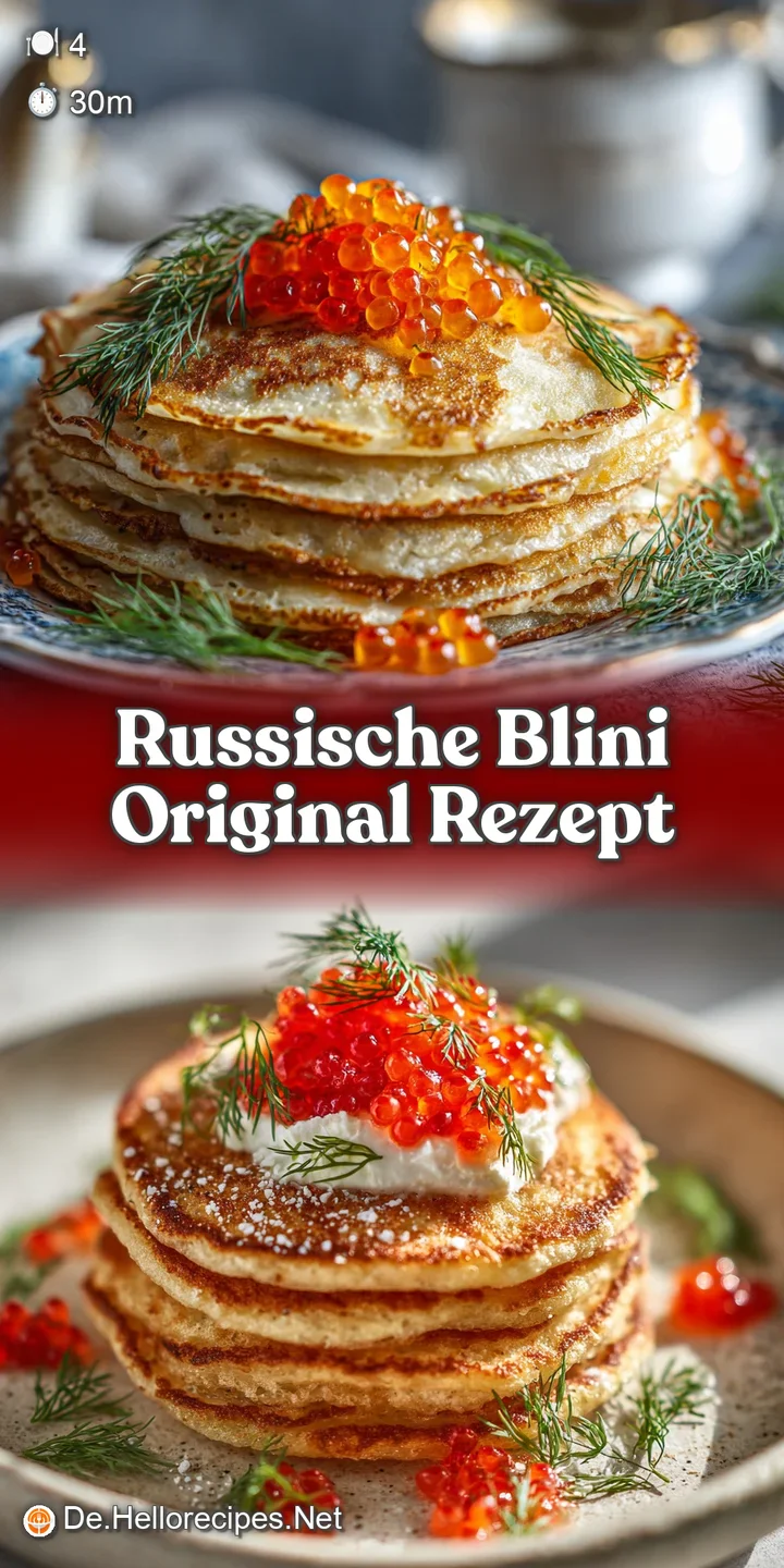 Close-up of fluffy blini, its airy texture visible, generously topped with glistening caviar and a swirl of rich, white so...