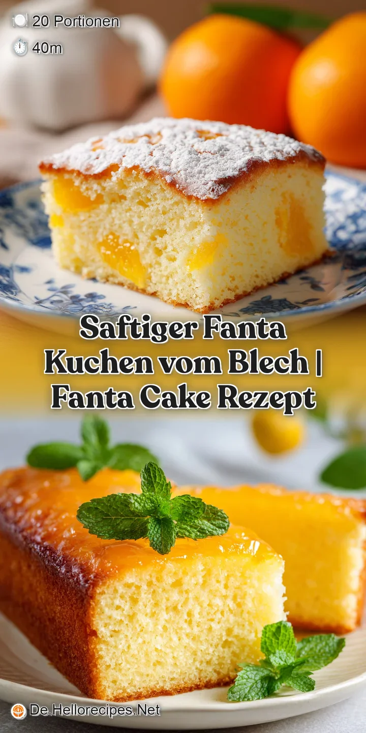 Close-up of a moist, fluffy orange cake slice with a rich, shimmering glaze and fine powdered sugar.