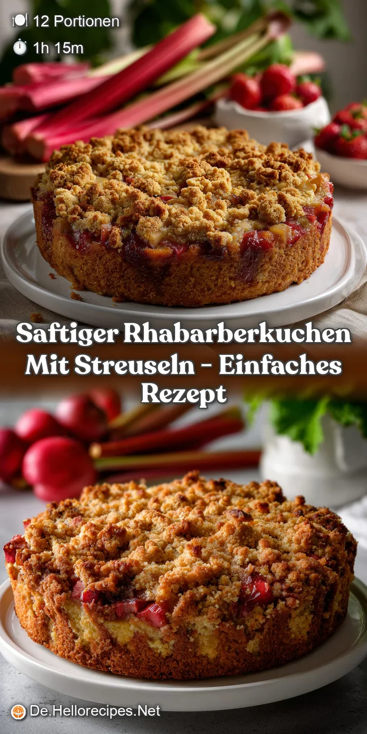 Saftiger Rhabarberkuchen mit Streuseln - Einfaches Rezept