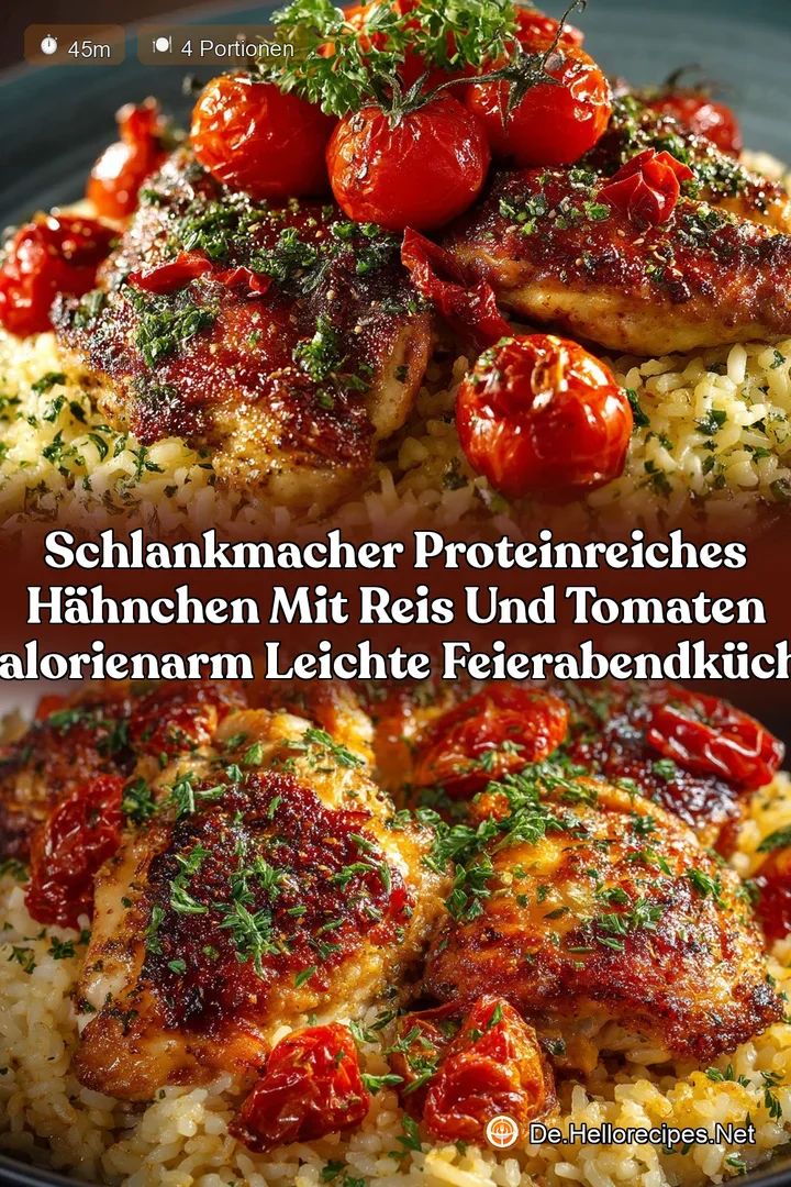 Schlankmacher Proteinreiches H&auml;hnchen mit Reis und Tomaten Kalorienarm Leichte Feierabendk&uuml;che