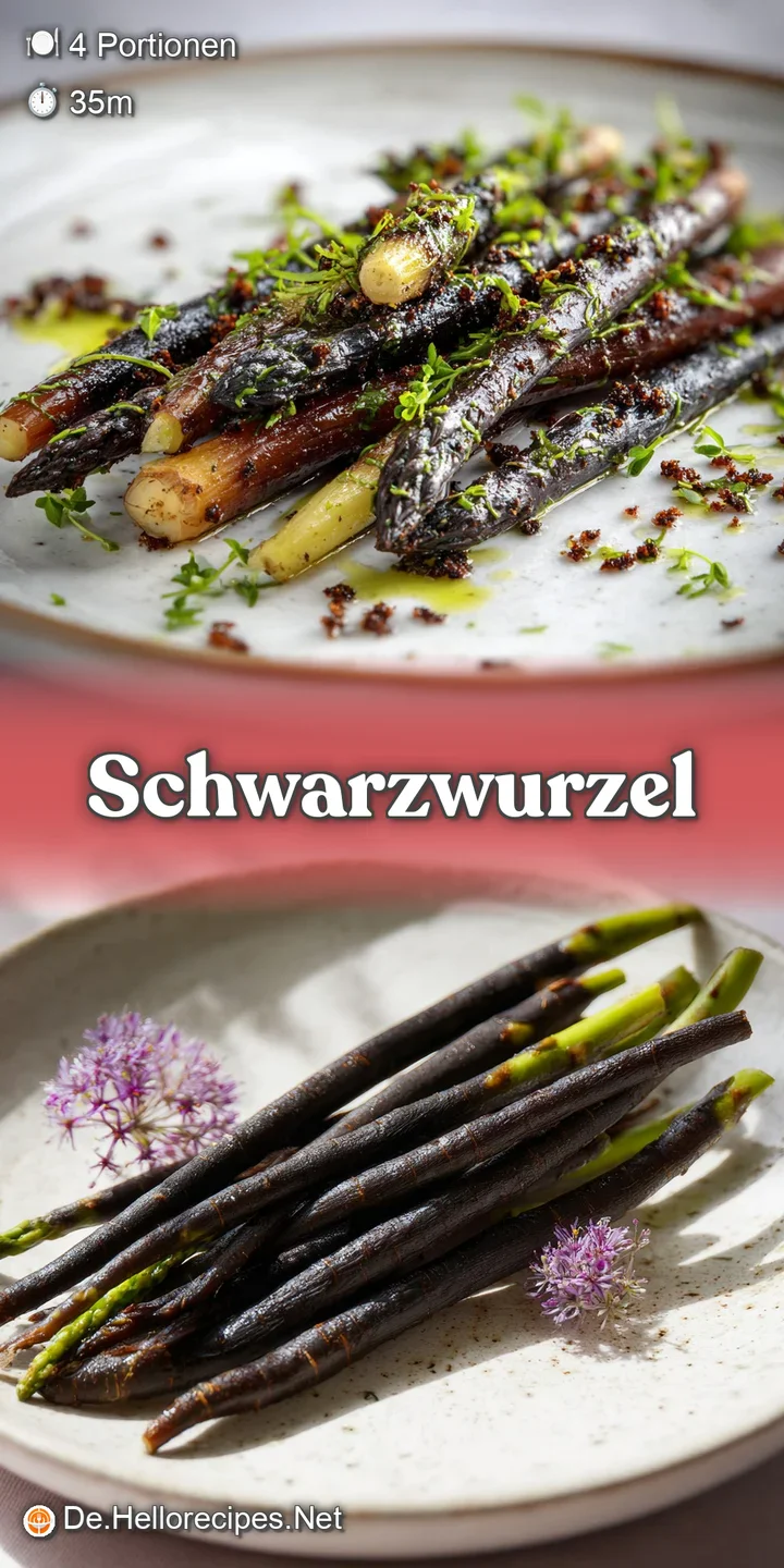 Close-up of warm, sliced salsify root, glistening with a light sauce and flecks of fresh herbs, hinting at an earthy, comf...