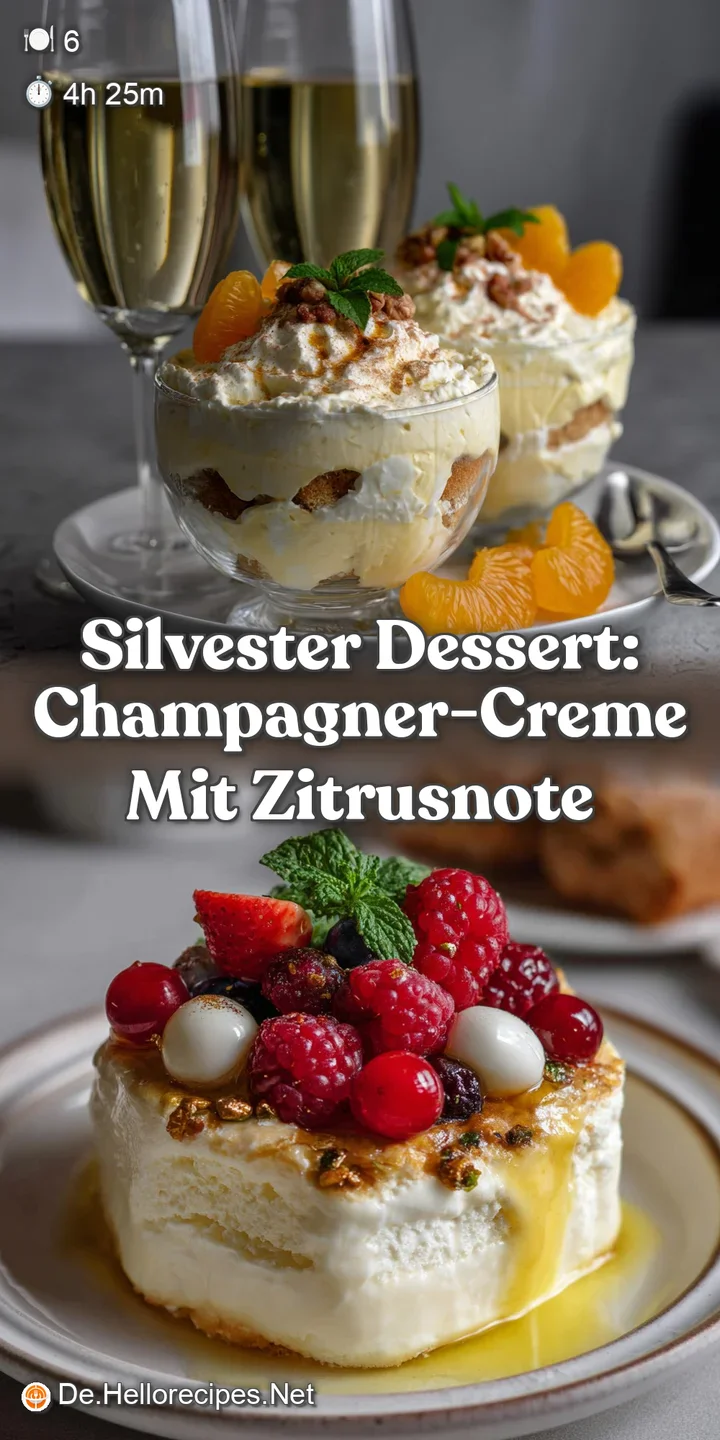 Close-up of a creamy champagne-infused mascarpone dessert. The bubbles are rising. The color is white and the texture is s...