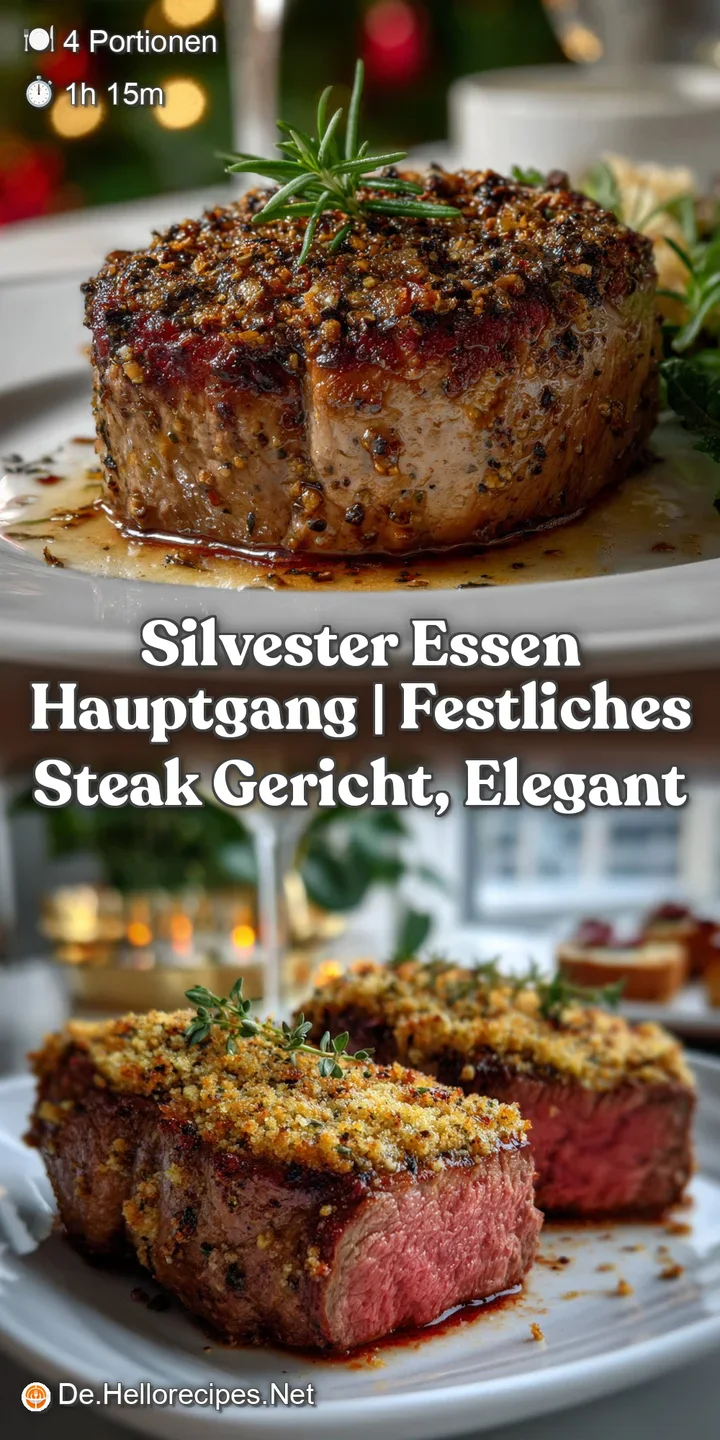 Close-up of a sizzling steak with a beautifully caramelized crust, showcasing tender, pink interior. Hints of garlic and h...