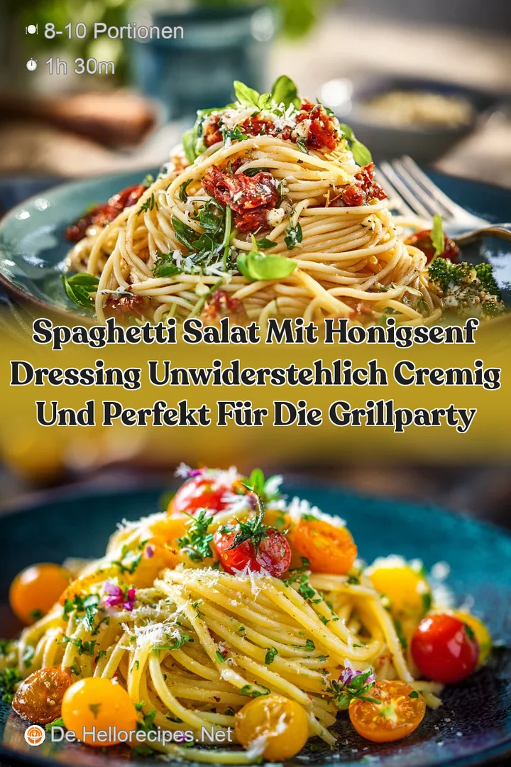 Spaghetti Salat mit HonigSenf Dressing Unwiderstehlich cremig und perfekt f&uuml;r die Grillparty