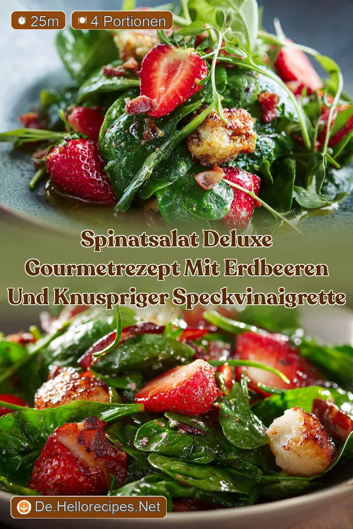 Spinatsalat deluxe GourmetRezept mit Erdbeeren und knuspriger SpeckVinaigrette