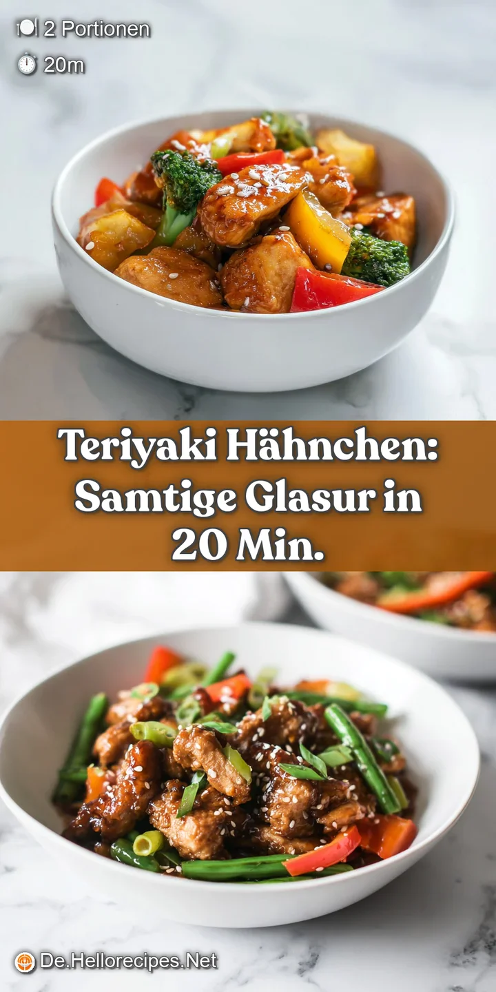 Close-up of sticky, rich teriyaki chicken; juicy and tender with a luscious coating, served with a side of rice.