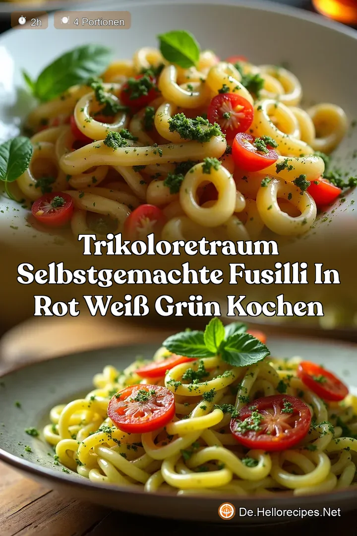 TrikoloreTraum Selbstgemachte Fusilli in Rot Weiß Grün kochen