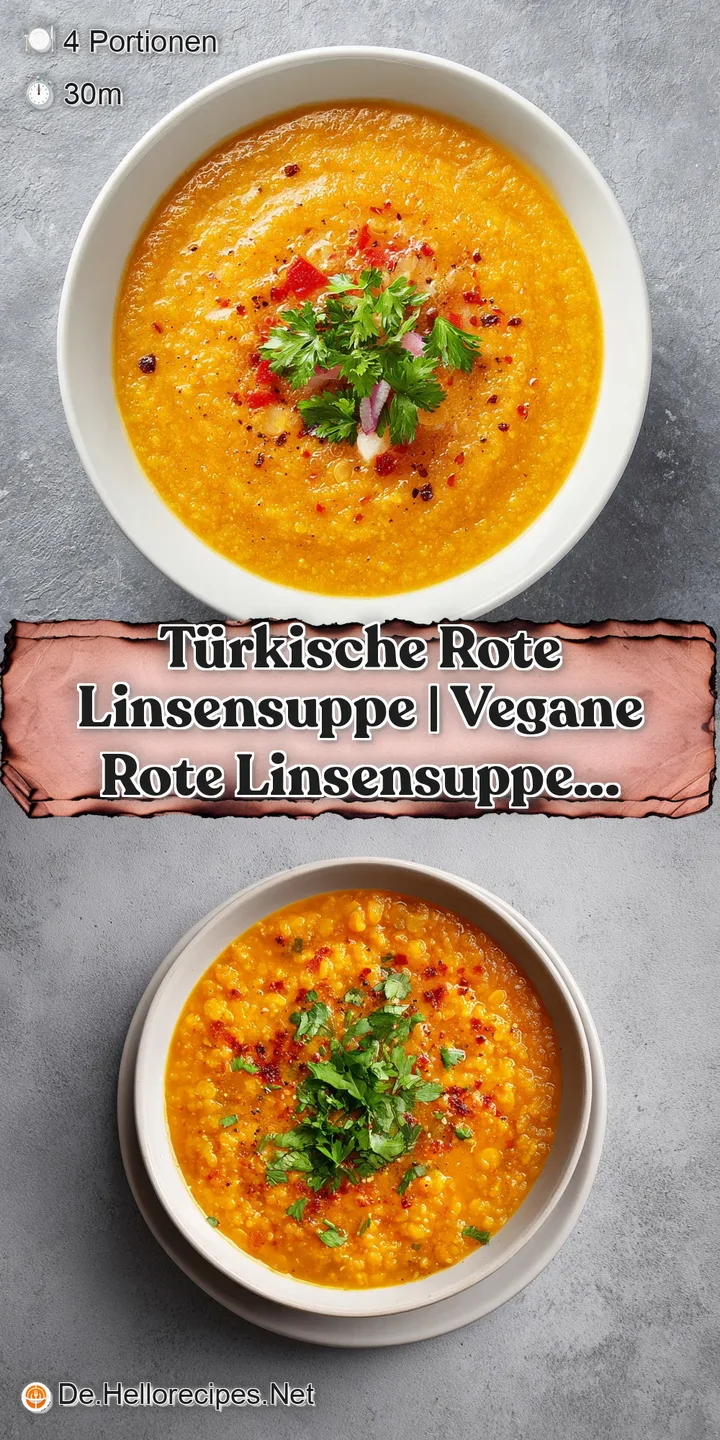 Close-up of velvety red lentil soup, revealing tender lentils and a delicate garnish of fresh parsley.