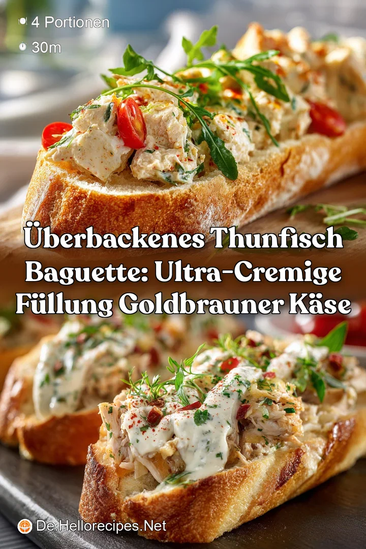 &Uuml;berbackenes Thunfisch Baguette: Ultra-cremige F&uuml;llung goldbrauner K&auml;se