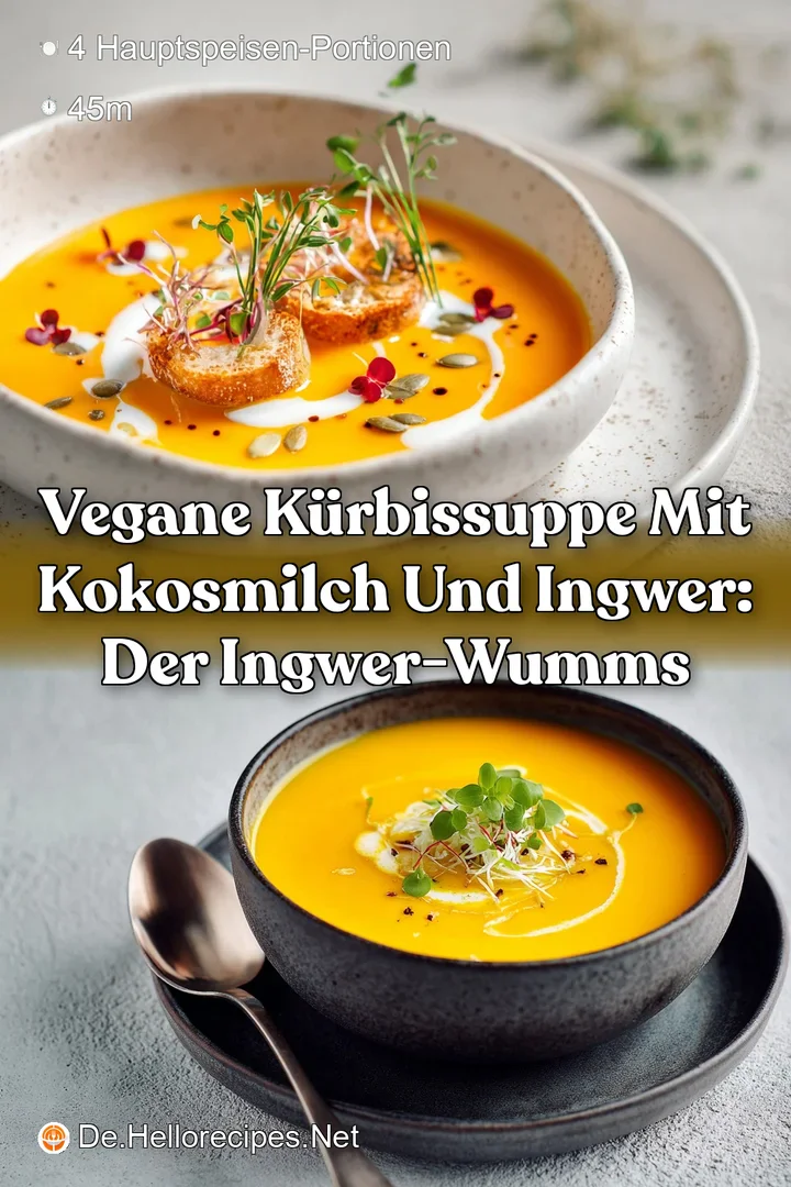 Vegane K&uuml;rbissuppe mit Kokosmilch und Ingwer: Der Ingwer-Wumms
