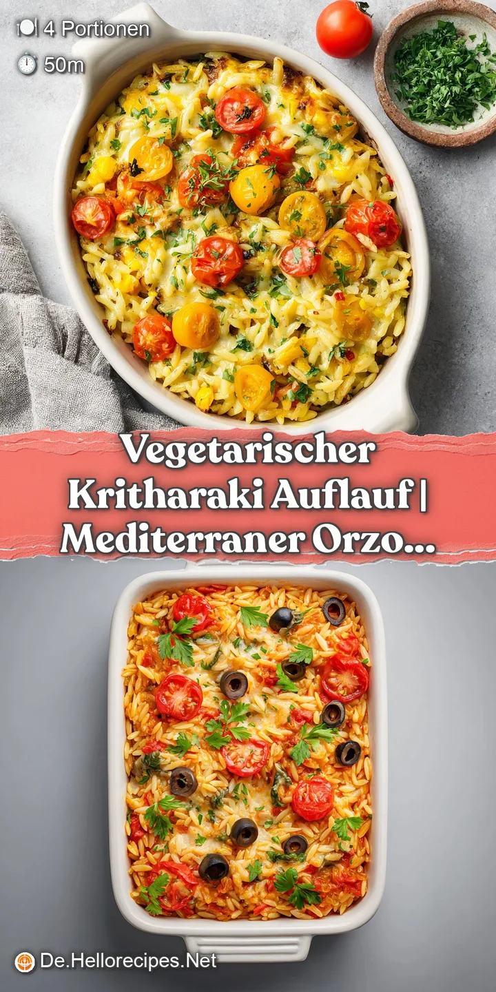 Close-up of bubbly, cheesy baked orzo pasta. Hints of bright red tomato sauce and verdant green herbs create a vibrant tex...