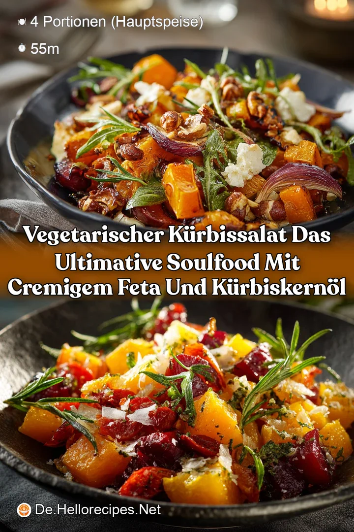Vegetarischer K&uuml;rbissalat Das ultimative Soulfood mit cremigem Feta und K&uuml;rbiskern&ouml;l