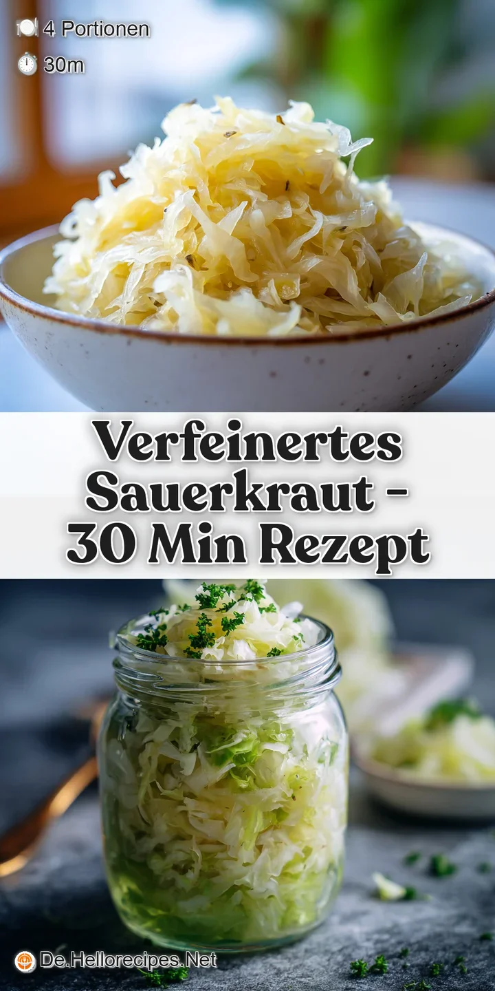 Close-up: tangled strands of sweet and savory sauerkraut, glistening with warm juices, inviting texture, and rich color va...