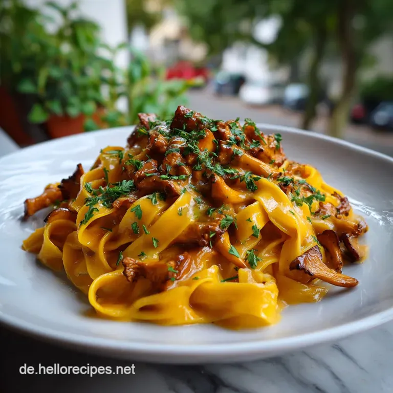 Bandnudeln mit PfifferlingRahmso&szlig;e: Herbstgold genie&szlig;en