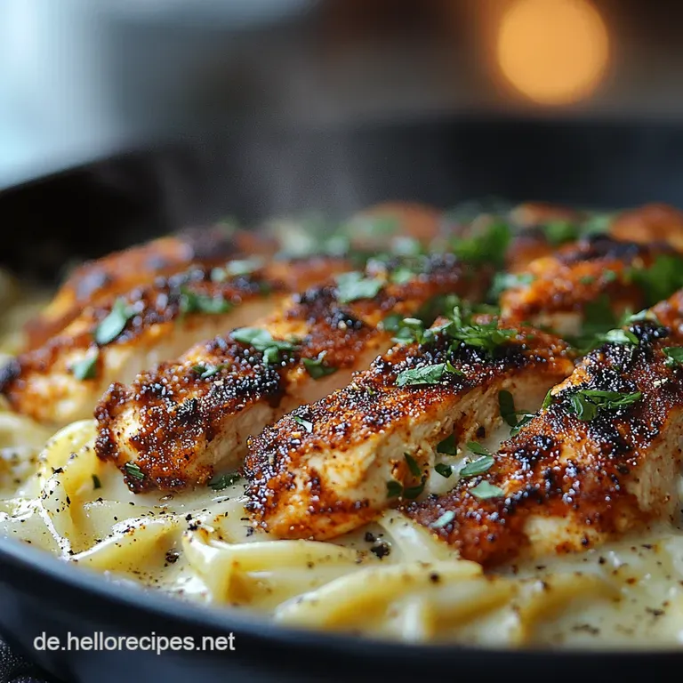Blackened Cajun Chicken Alfredo Ein Hauch von New Orleans auf deiner Gabel presentation