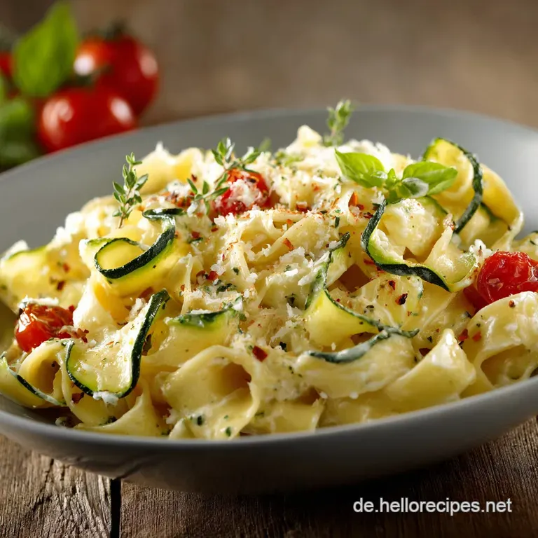 Schnelle Pasta mit Zucchini Joghurtso&szlig;e: Das cremige Blitzrezept f&uuml;r den Feierabend